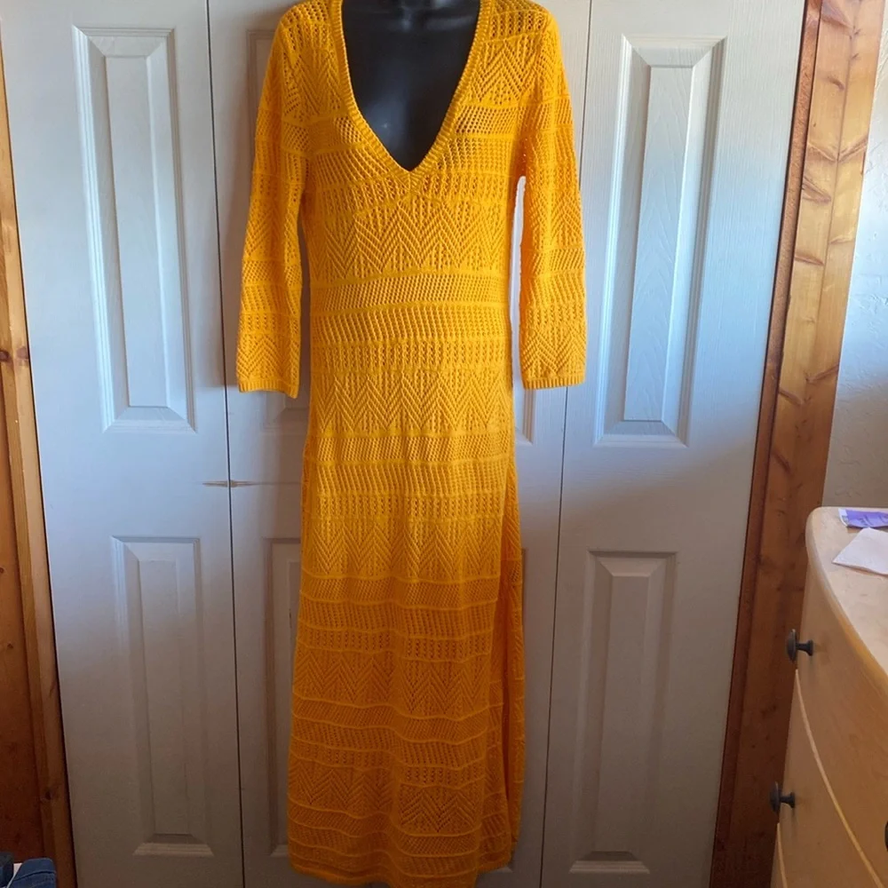 Rag & Bone NWT Long Sleeve Vneck Detachable Slip Open Knit Coverup/Dress medium - Picture 3 of 16